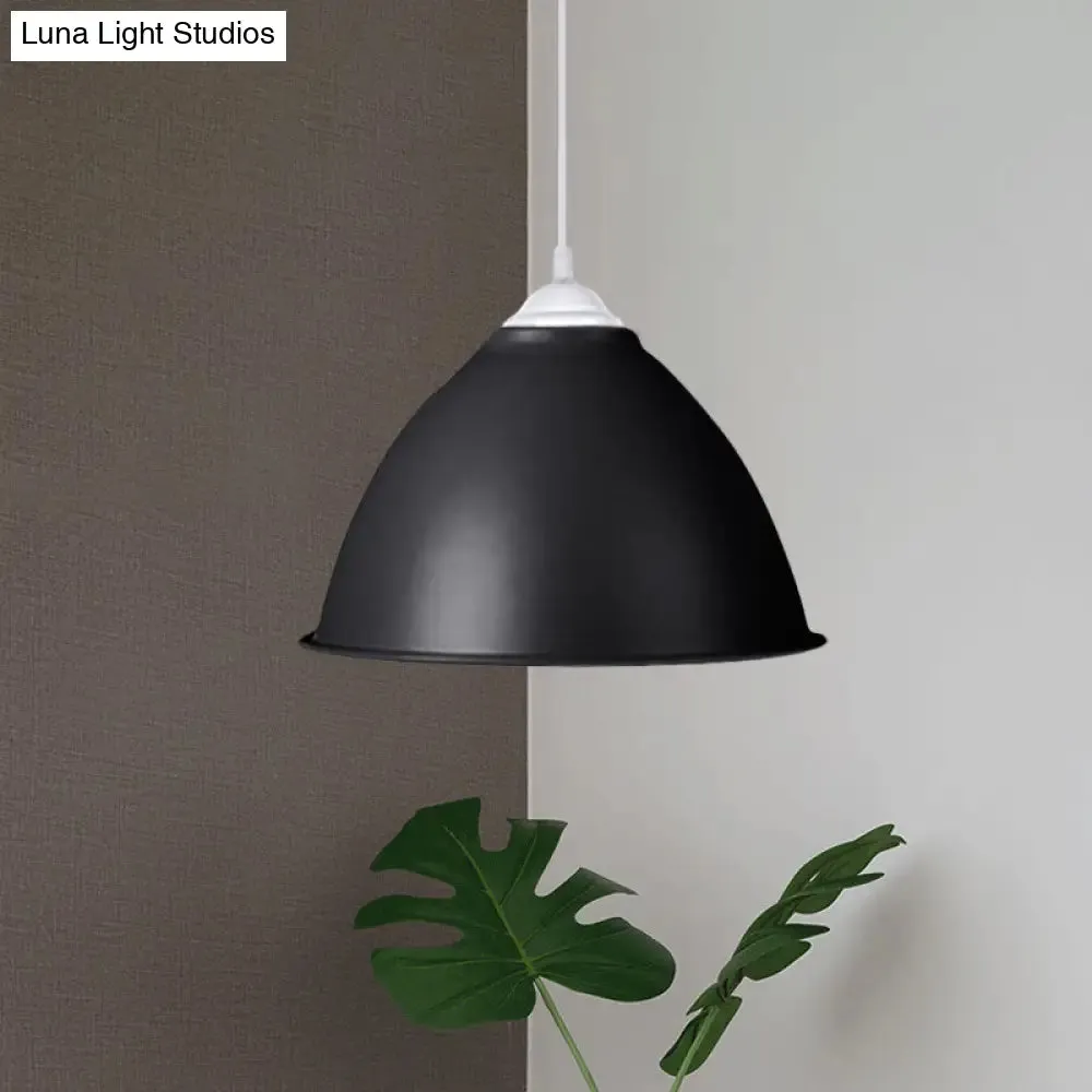 1-Light Industrial Dome Pendant Light in Frosted Green/Yellow for Dining Room - Aluminum Ceiling Fixture