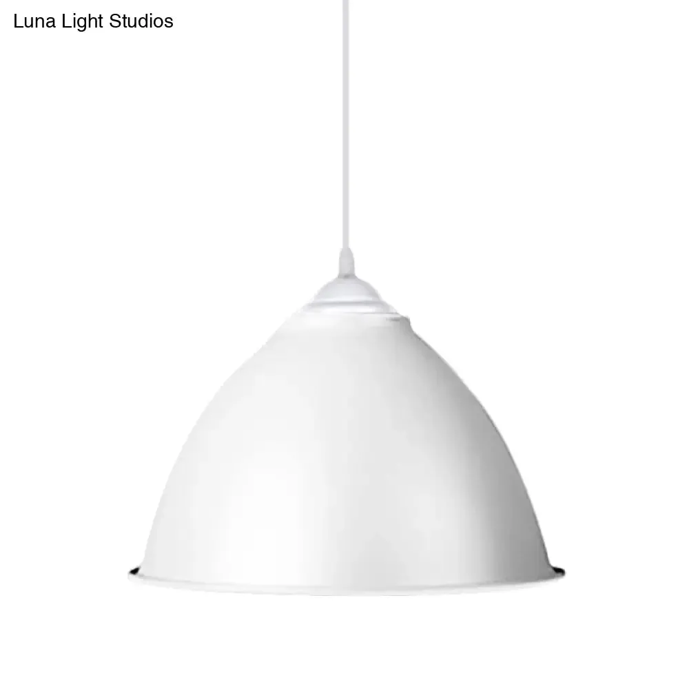 1-Light Industrial Dome Pendant Light in Frosted Green/Yellow for Dining Room - Aluminum Ceiling Fixture