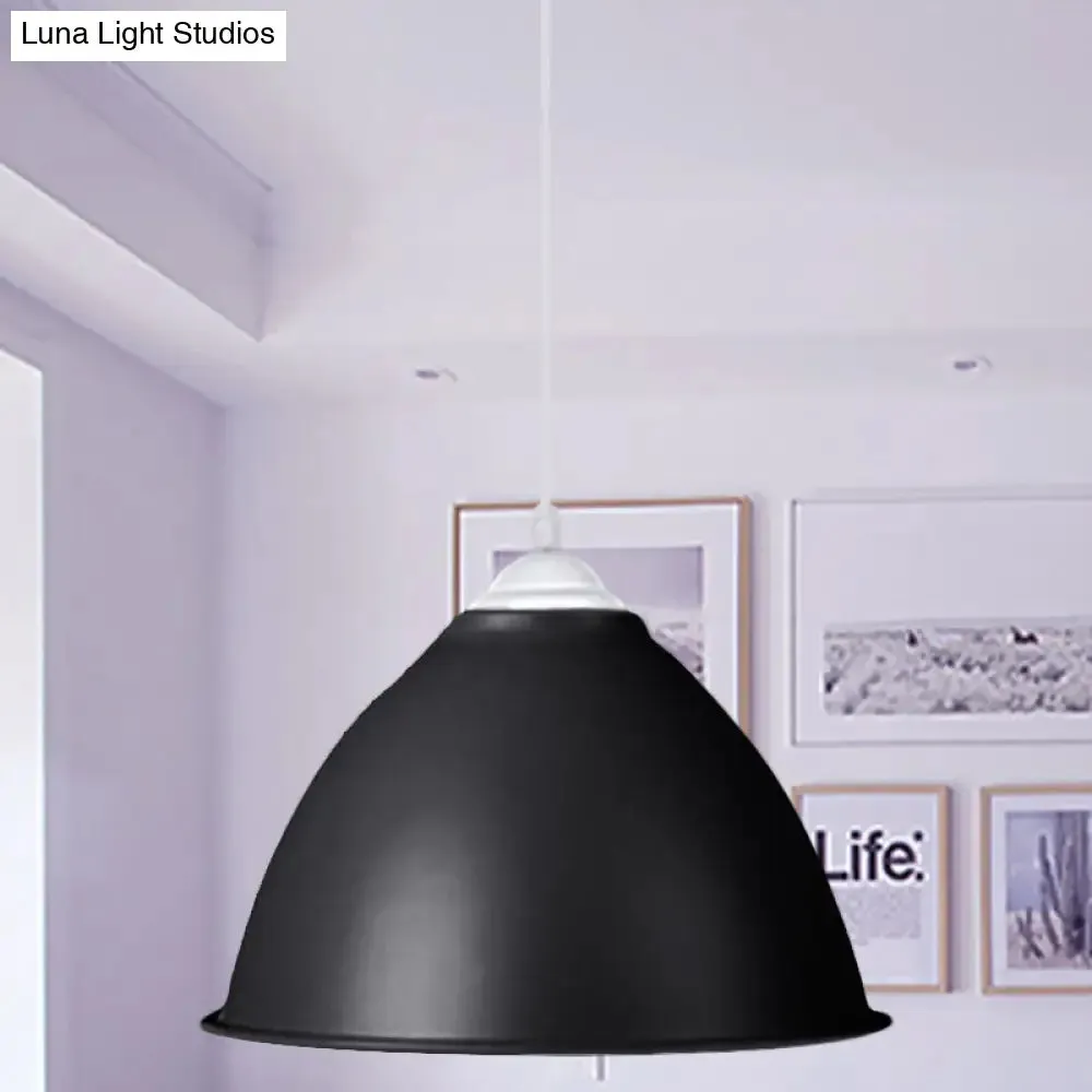 1-Light Industrial Dome Pendant Light in Frosted Green/Yellow for Dining Room - Aluminum Ceiling Fixture