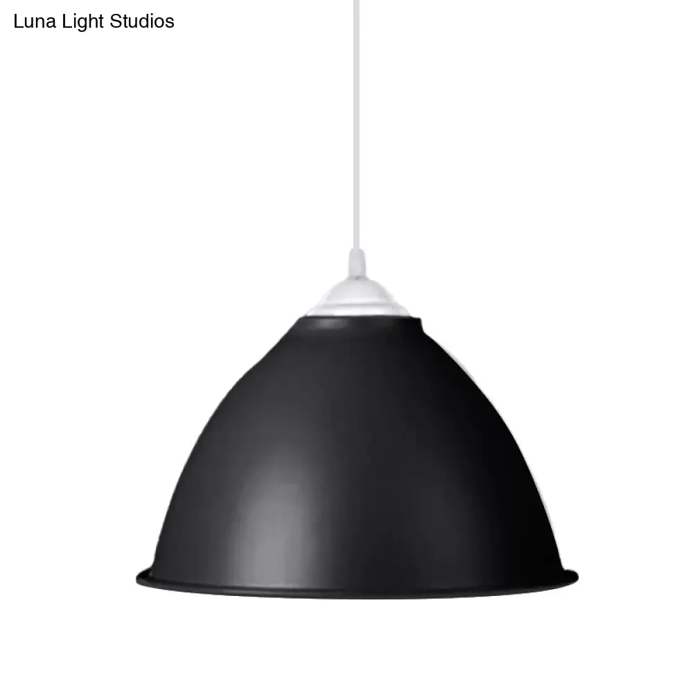 1-Light Industrial Dome Pendant Light in Frosted Green/Yellow for Dining Room - Aluminum Ceiling Fixture