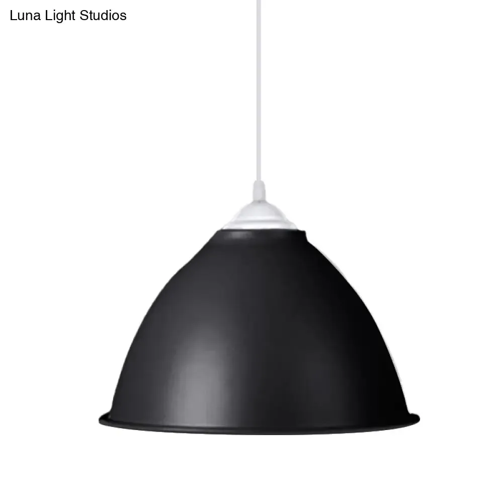 1-Light Industrial Dome Pendant Light in Frosted Green/Yellow for Dining Room - Aluminum Ceiling Fixture