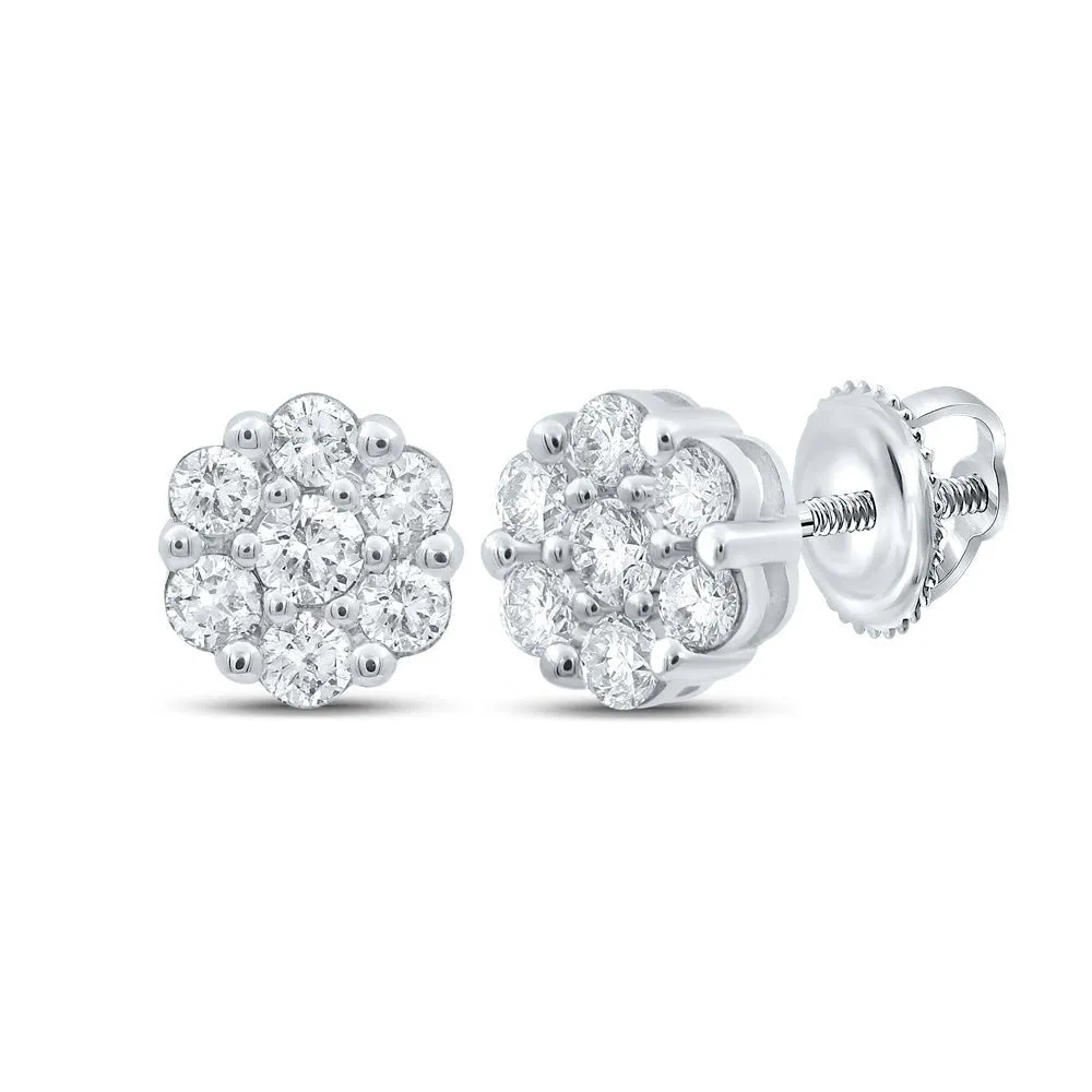 10kt White Gold Floral Brilliance Diamond Earrings