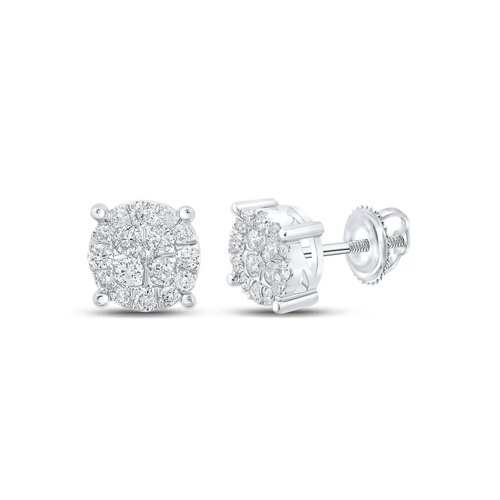 10kt White Gold Sparkling Diamond Cluster Earrings - A Dazzling Delight
