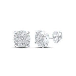 10kt White Gold Sparkling Diamond Cluster Earrings - A Dazzling Delight