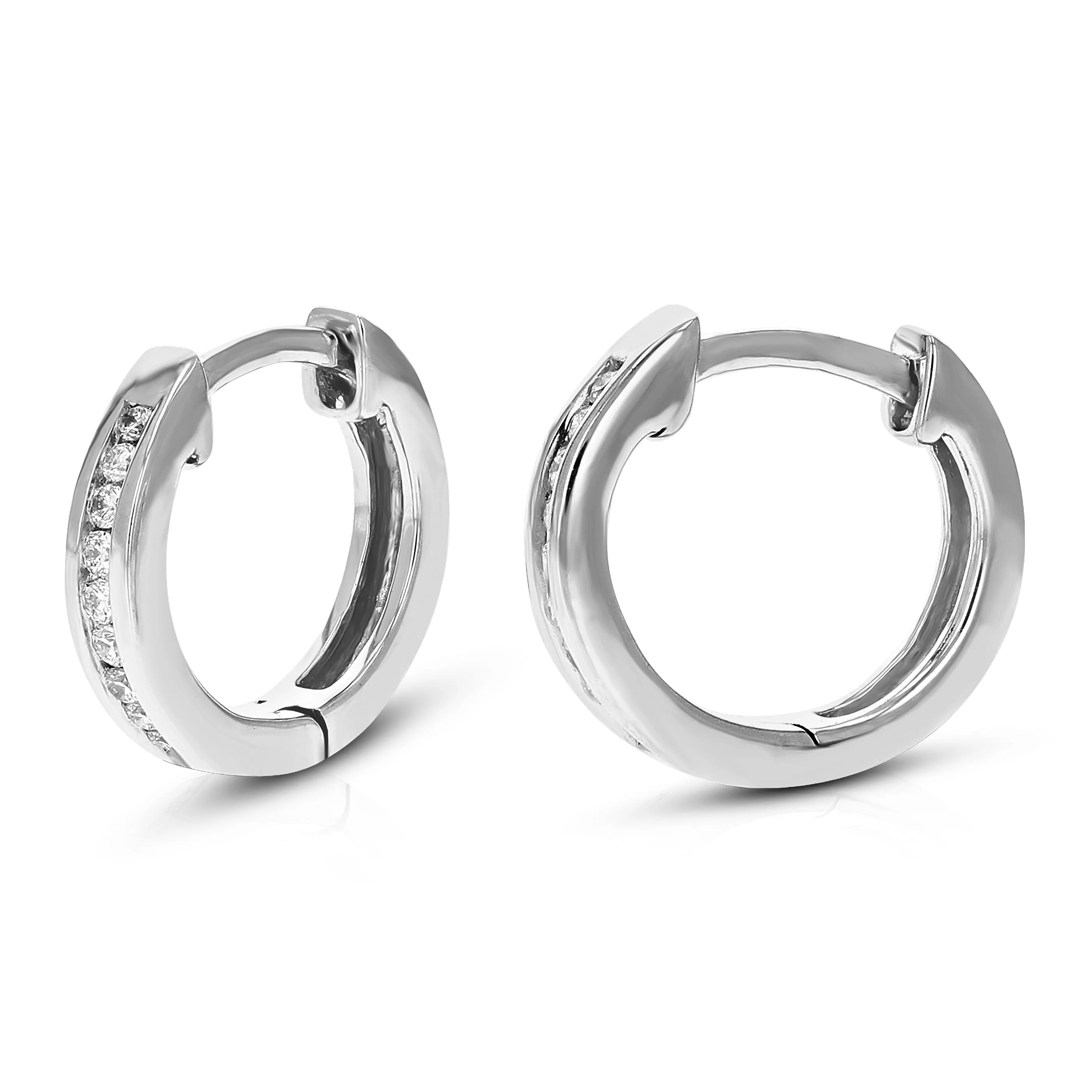 1/10 cttw Lab Grown Diamond Hoop Earring Channel Set Silver