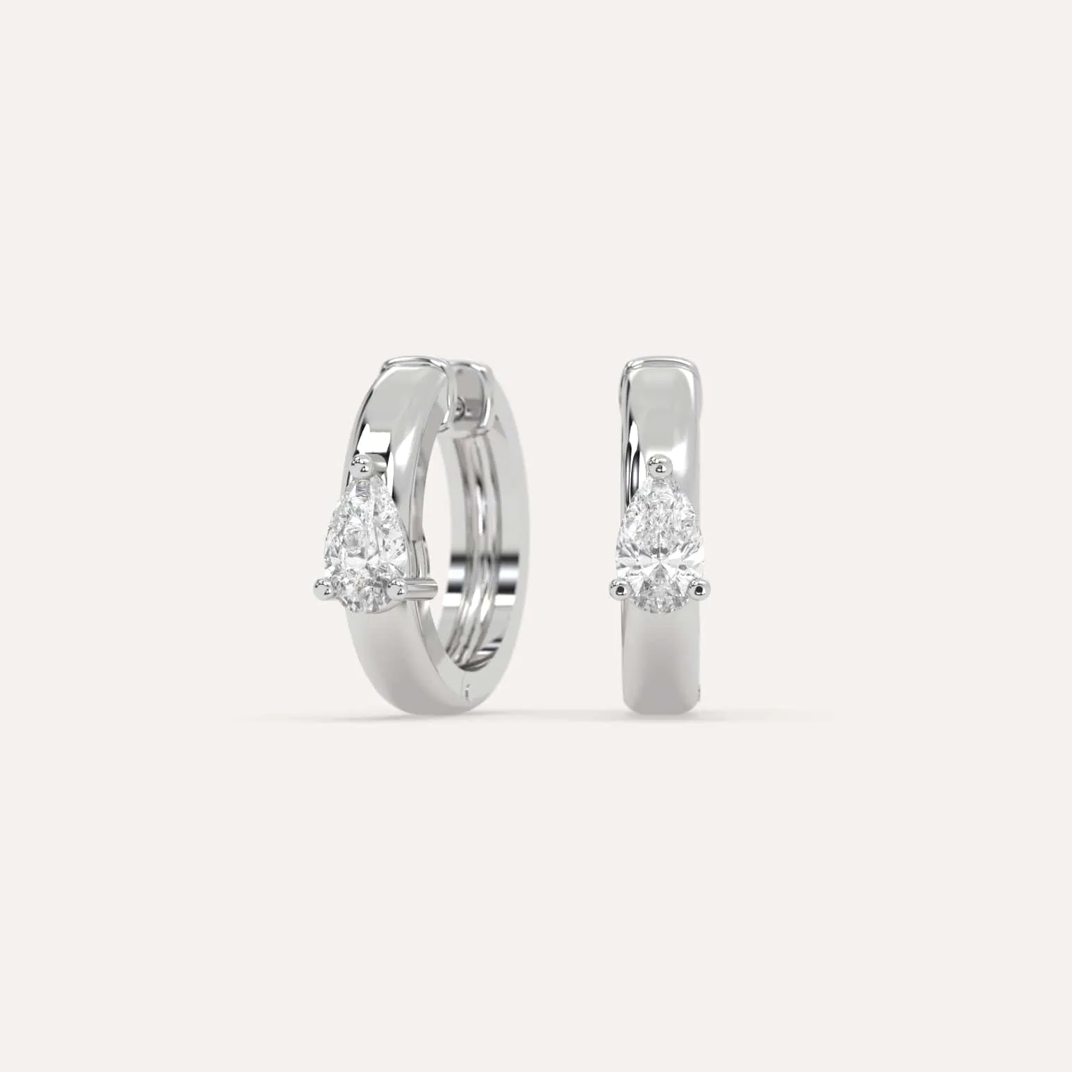 1/2 carat Pear Diamond Hoop Earrings