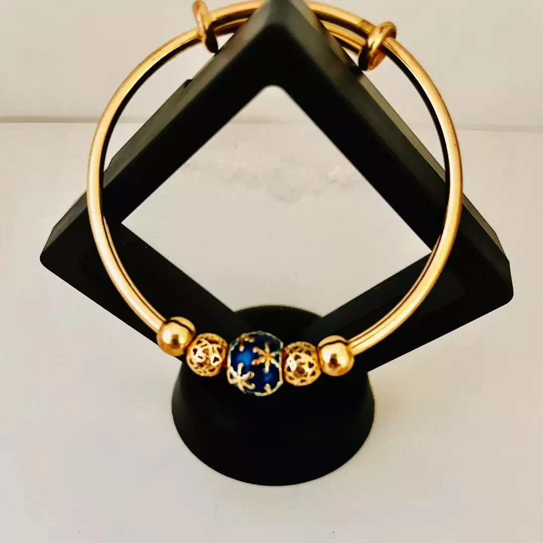 14k golden plated bangle with  golden round beads