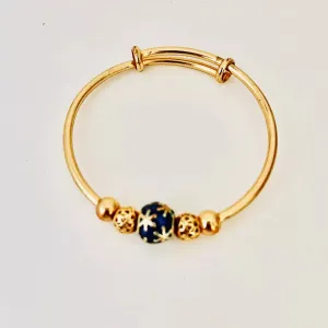 14k golden plated bangle with  golden round beads