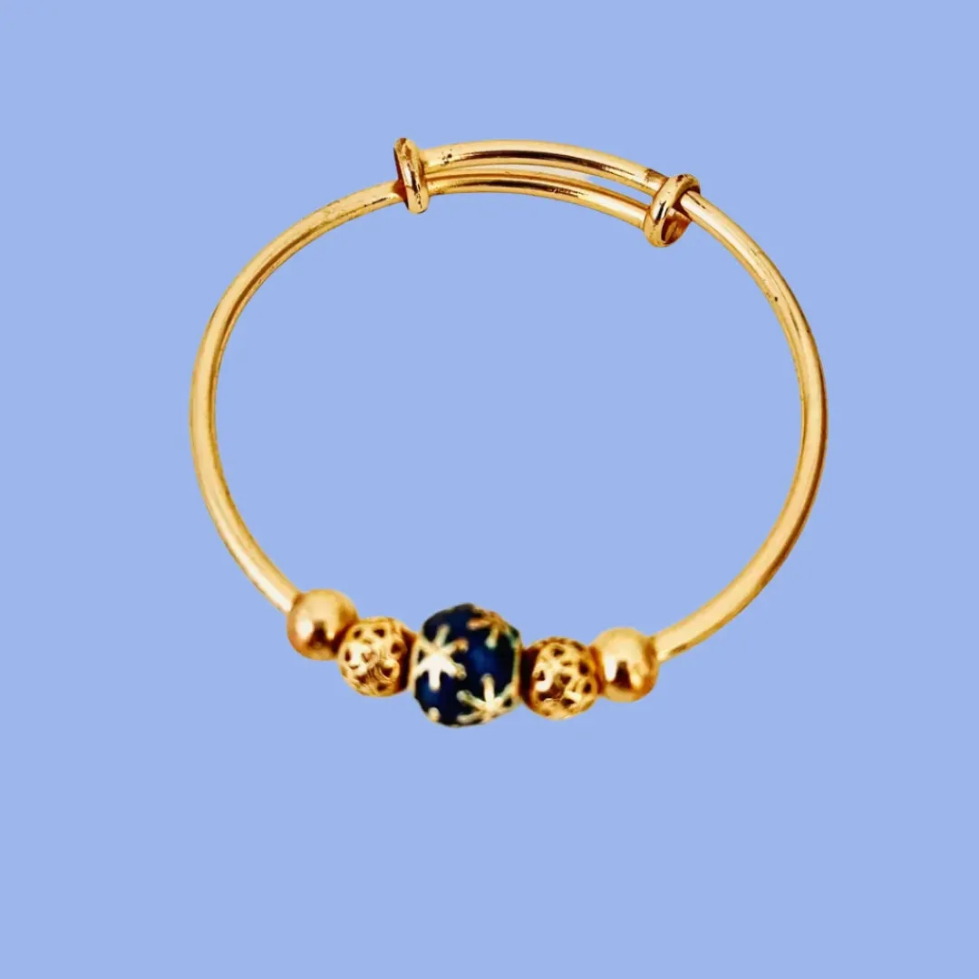14k golden plated bangle with  golden round beads