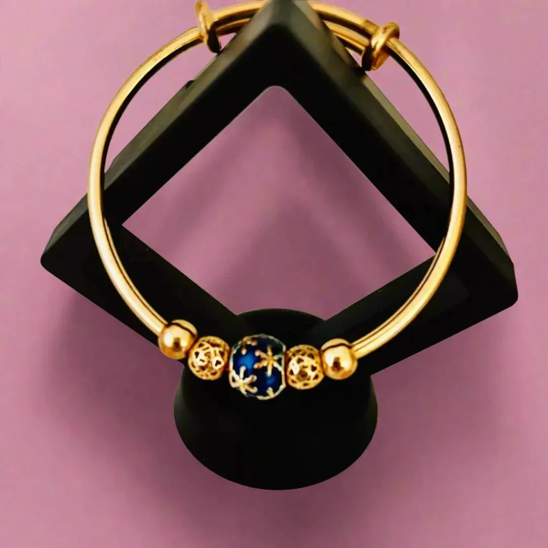 14k golden plated bangle with  golden round beads