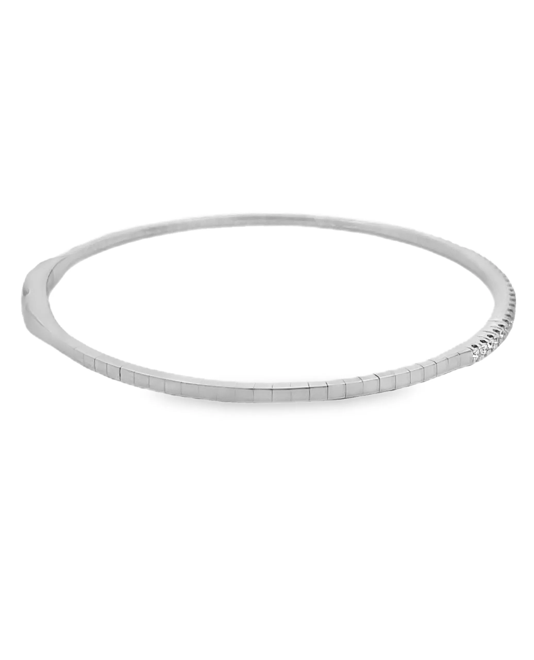 14K White Gold Diamond Soft Bangle Bracelet