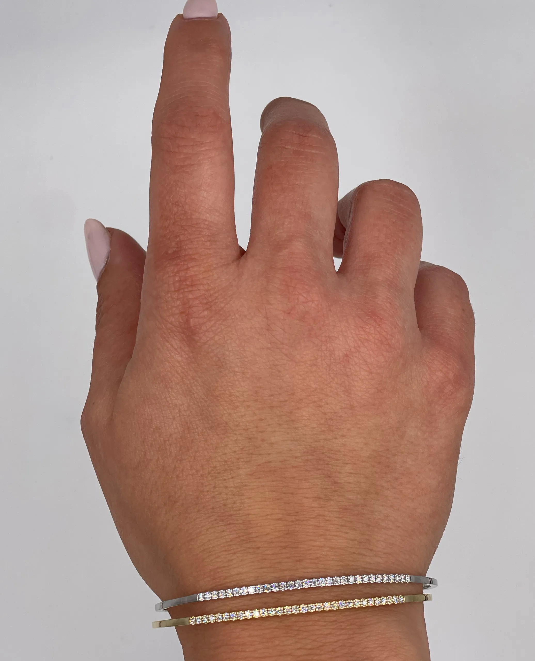 14K White Gold Diamond Soft Bangle Bracelet