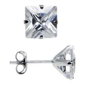 14kt White Gold .80ct Cubic Zirconia Square Earrings