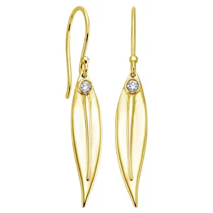 18K Yellow Gold Eucalyptus Diamond Earrings
