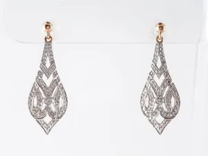 1930's Style Diamond Earrings in 14k White & Rose Gold