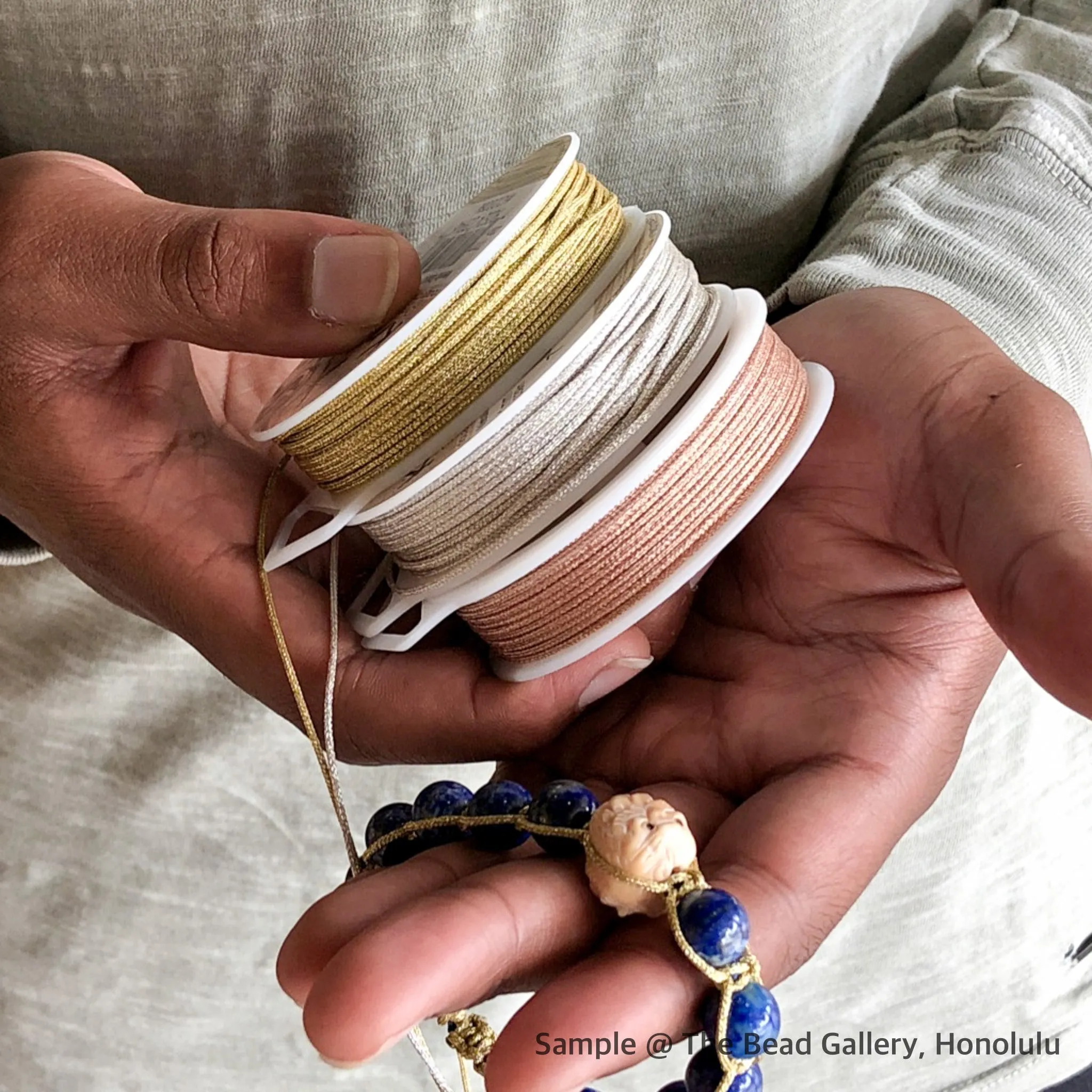 1mm Chinese Knotting Cord Metallics (3 Colors Available) - 6.5 yard spool
