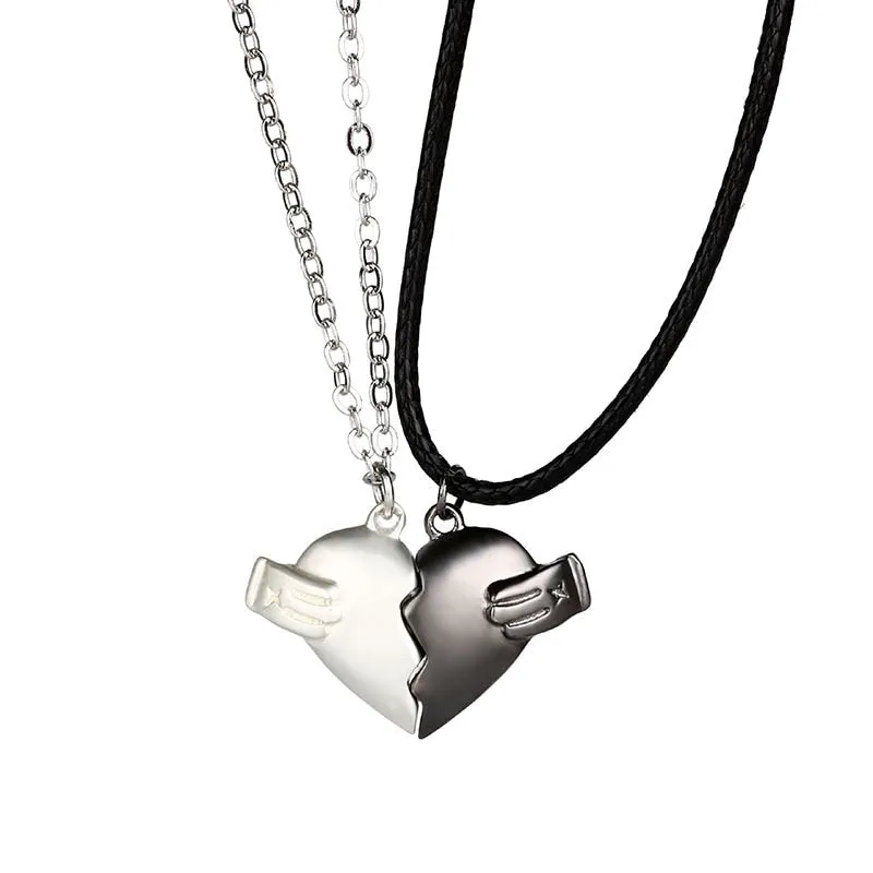 1Pair Magnetic Couple Necklace For Lovers Gothic Punk Heart