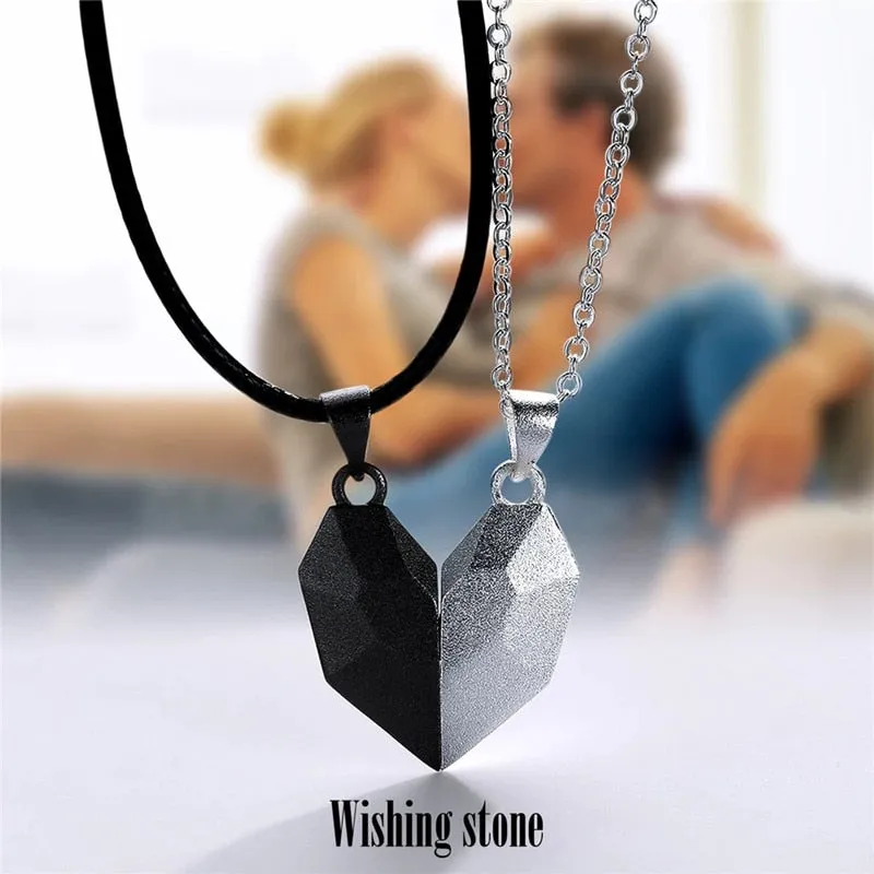 1Pair Magnetic Couple Necklace For Lovers Gothic Punk Heart