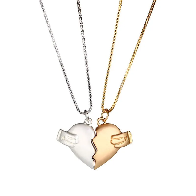 1Pair Magnetic Couple Necklace For Lovers Gothic Punk Heart