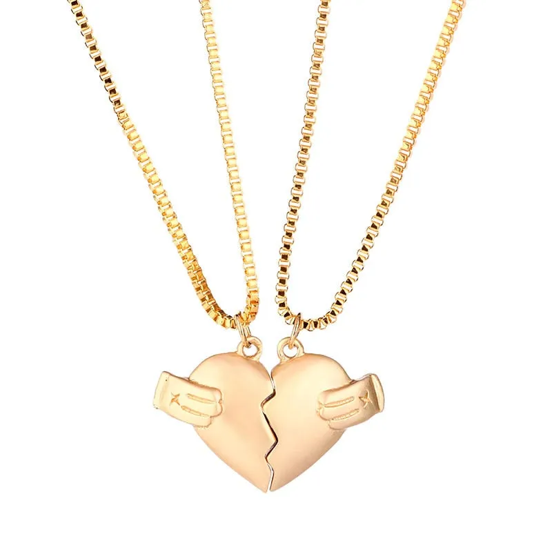 1Pair Magnetic Couple Necklace For Lovers Gothic Punk Heart