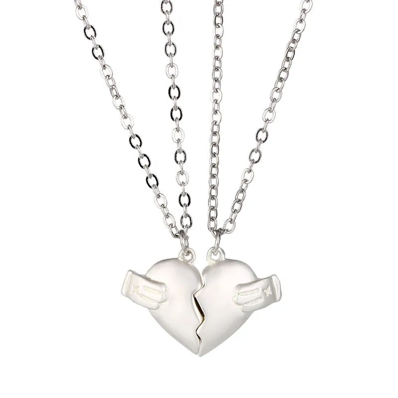 1Pair Magnetic Couple Necklace For Lovers Gothic Punk Heart