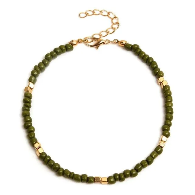1pc Creative Bohemian Style Women Anklet Adjustable Fashion Handmade Beach Ankle Bracelet Beaded Anklet Jewelry Accessories