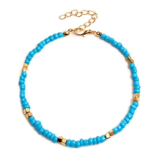1pc Creative Bohemian Style Women Anklet Adjustable Fashion Handmade Beach Ankle Bracelet Beaded Anklet Jewelry Accessories