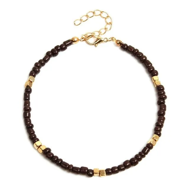 1pc Creative Bohemian Style Women Anklet Adjustable Fashion Handmade Beach Ankle Bracelet Beaded Anklet Jewelry Accessories