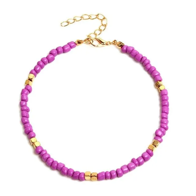 1pc Creative Bohemian Style Women Anklet Adjustable Fashion Handmade Beach Ankle Bracelet Beaded Anklet Jewelry Accessories
