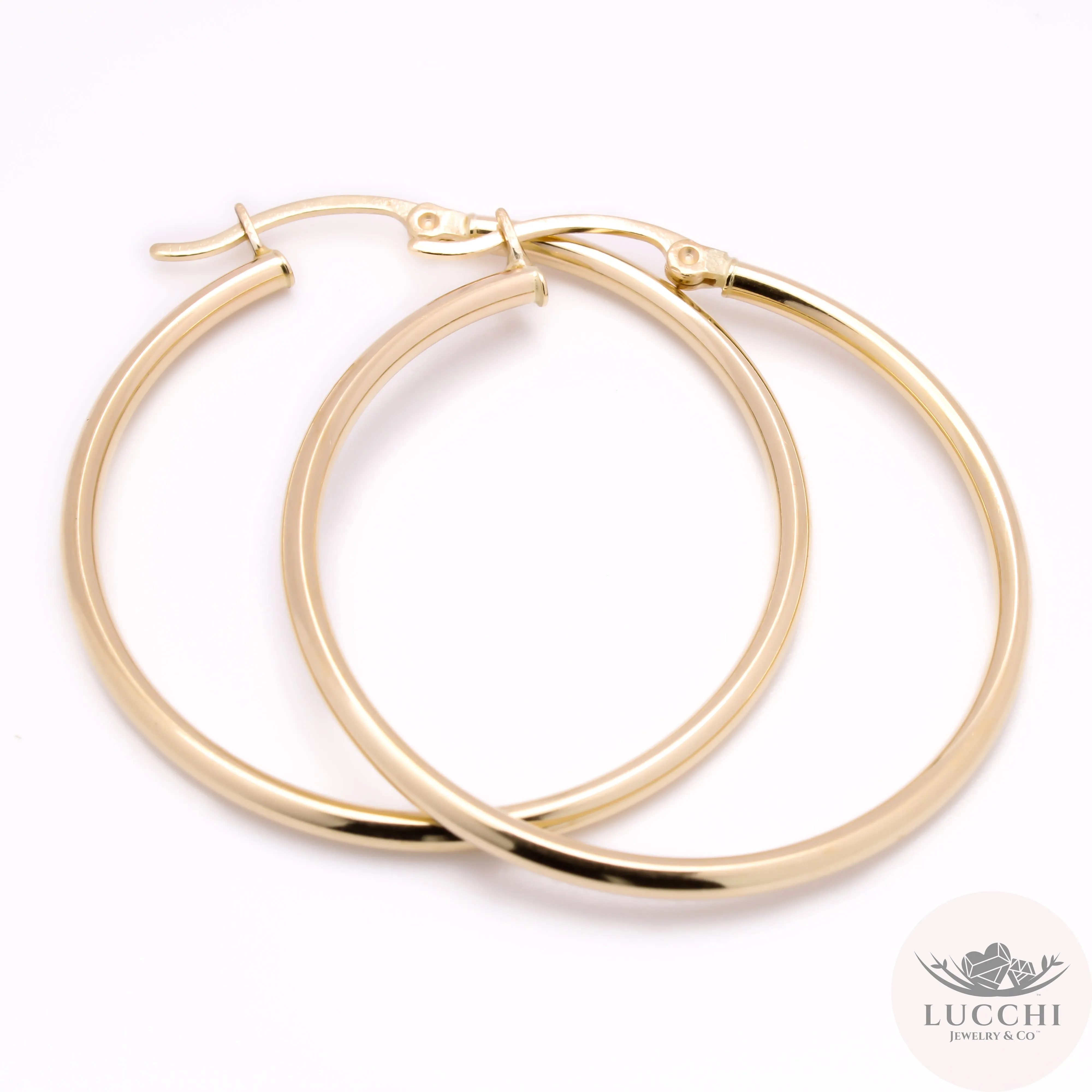 30mm Classic Hoop Earrings - Natural - 14k
