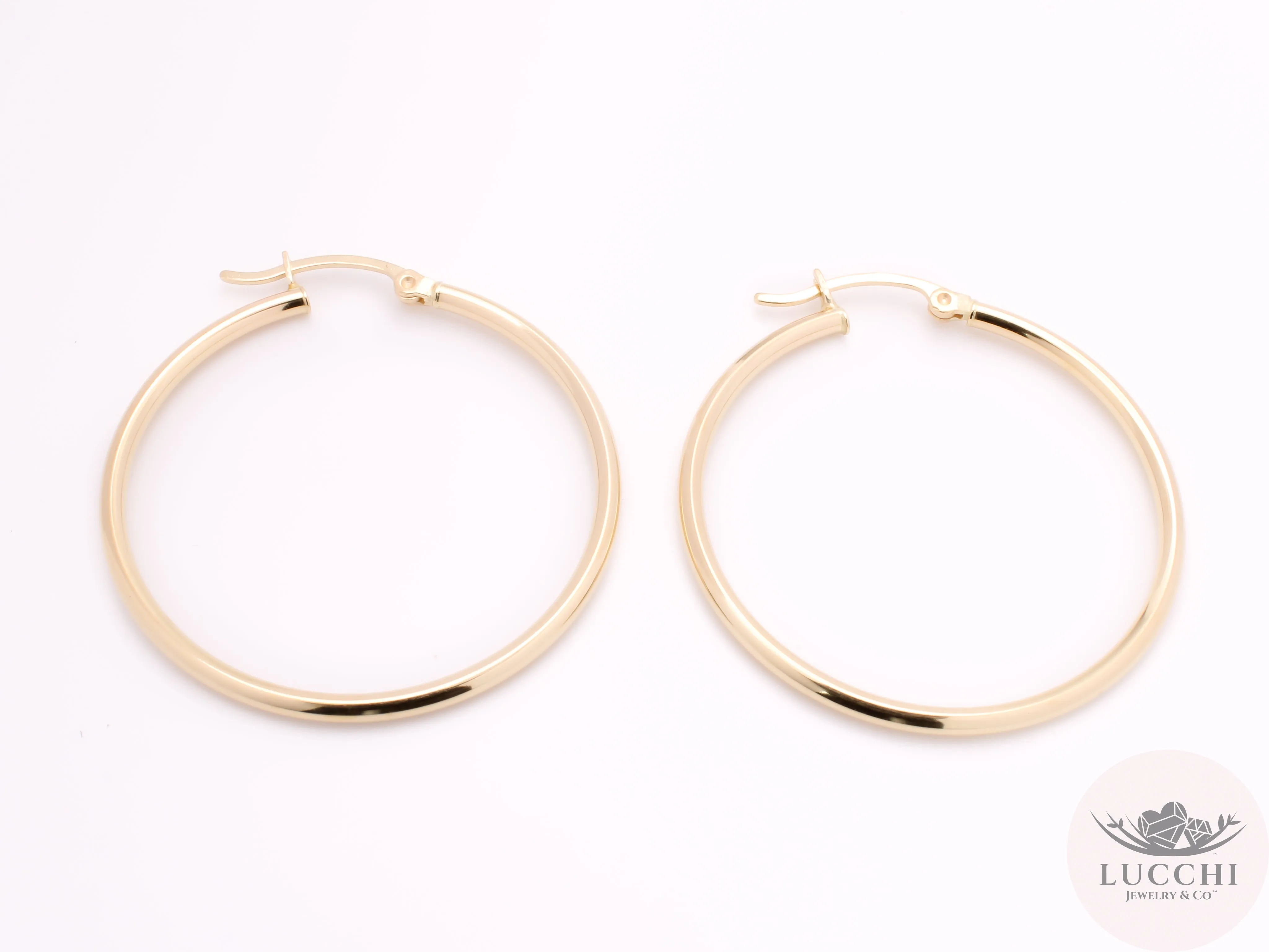 30mm Classic Hoop Earrings - Natural - 14k