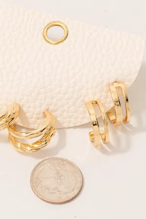 3Pc Assorted Layered Hoop Earrings Set