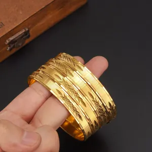 4pcs 24kGold Bangle for Women Gold Dubai Bride Wedding Ethiopian Bracelet Africa Bangle Arab Jewelry Gold Charm Bracelet