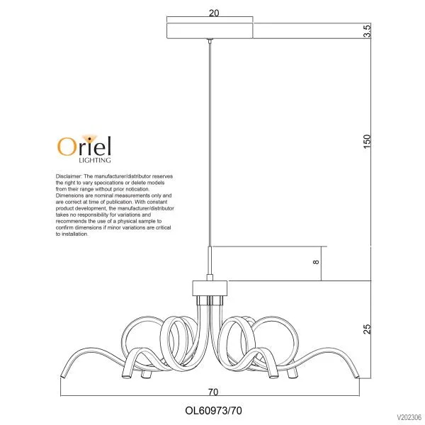 70cm Noodle Contemporary Pendant White