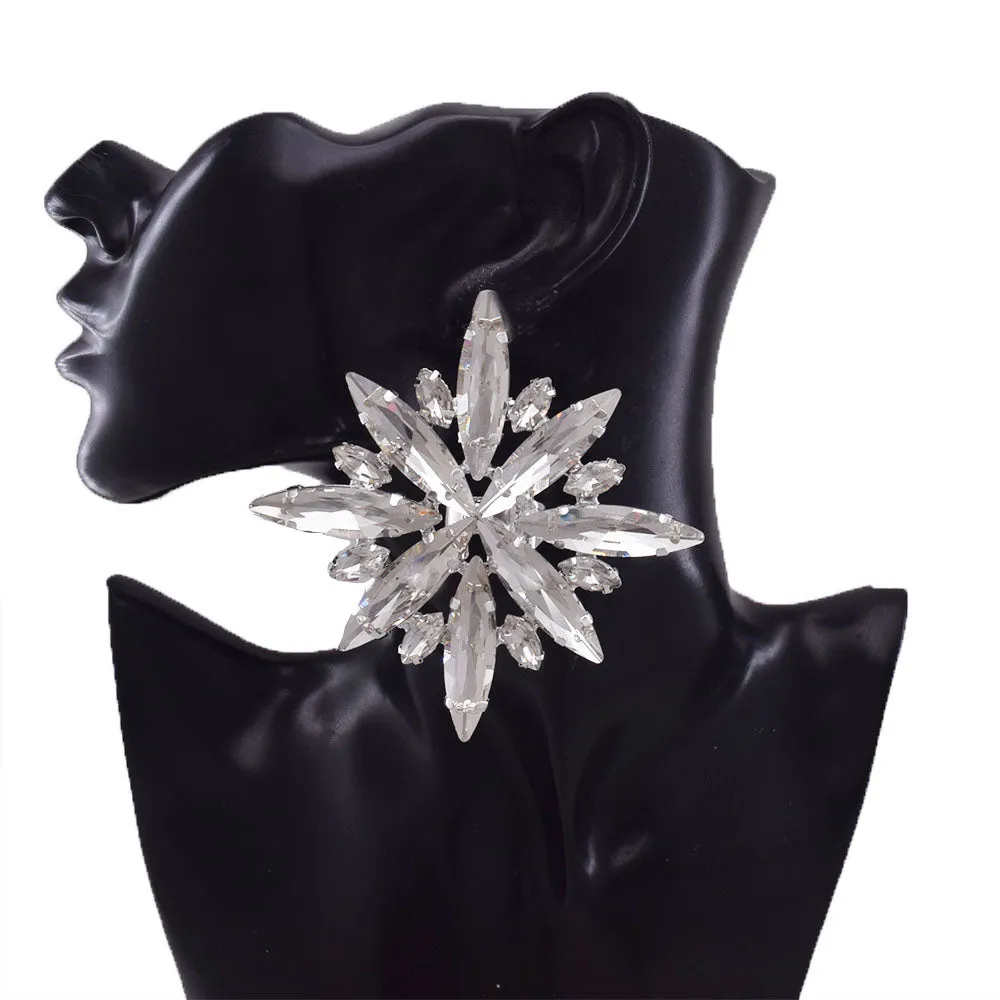 8.5cm Dazzling Women Snowflake Jewelry Delicate Snow Earring