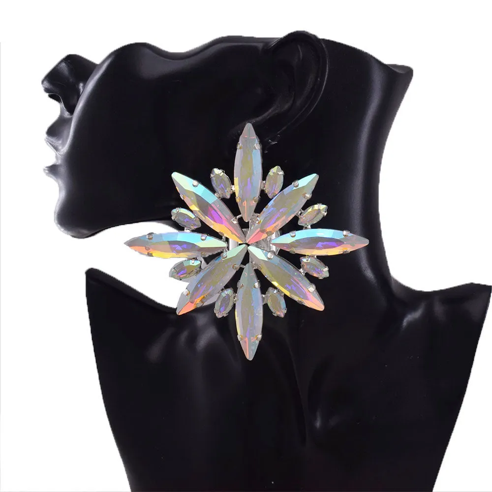 8.5cm Dazzling Women Snowflake Jewelry Delicate Snow Earring