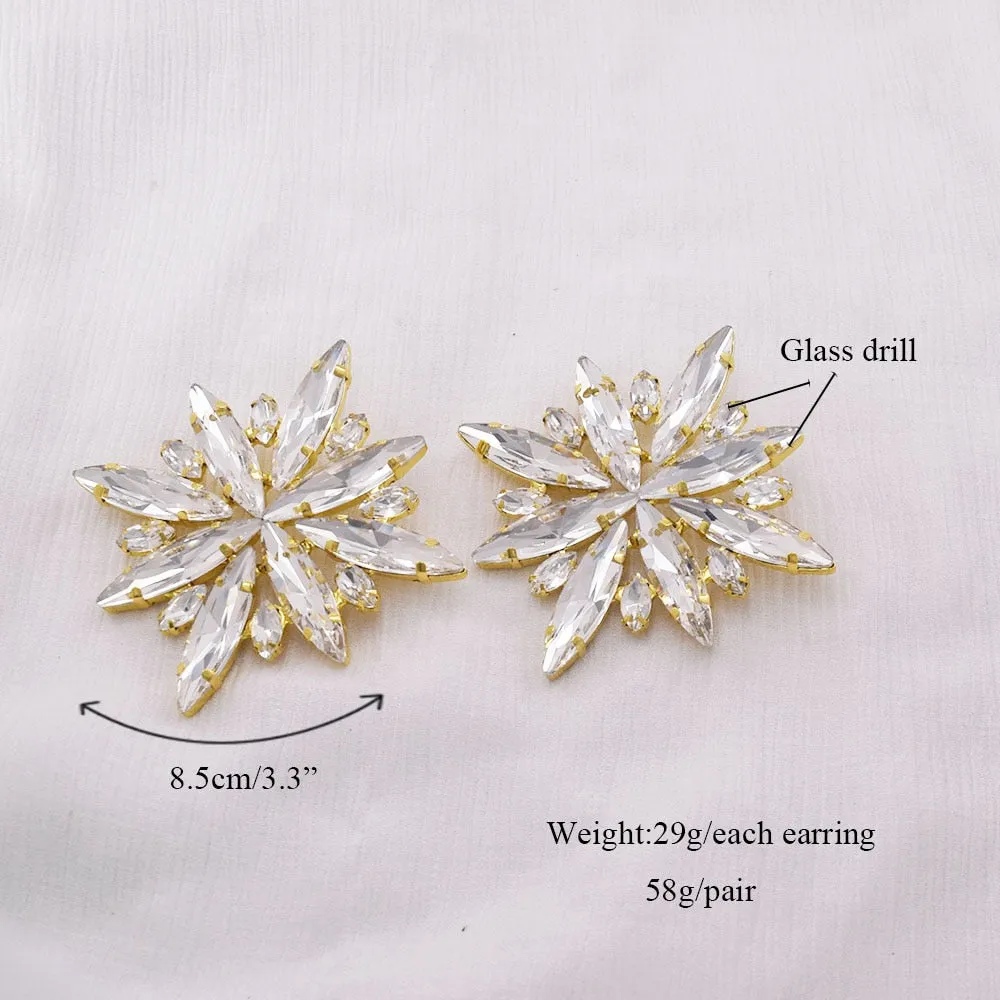 8.5cm Dazzling Women Snowflake Jewelry Delicate Snow Earring