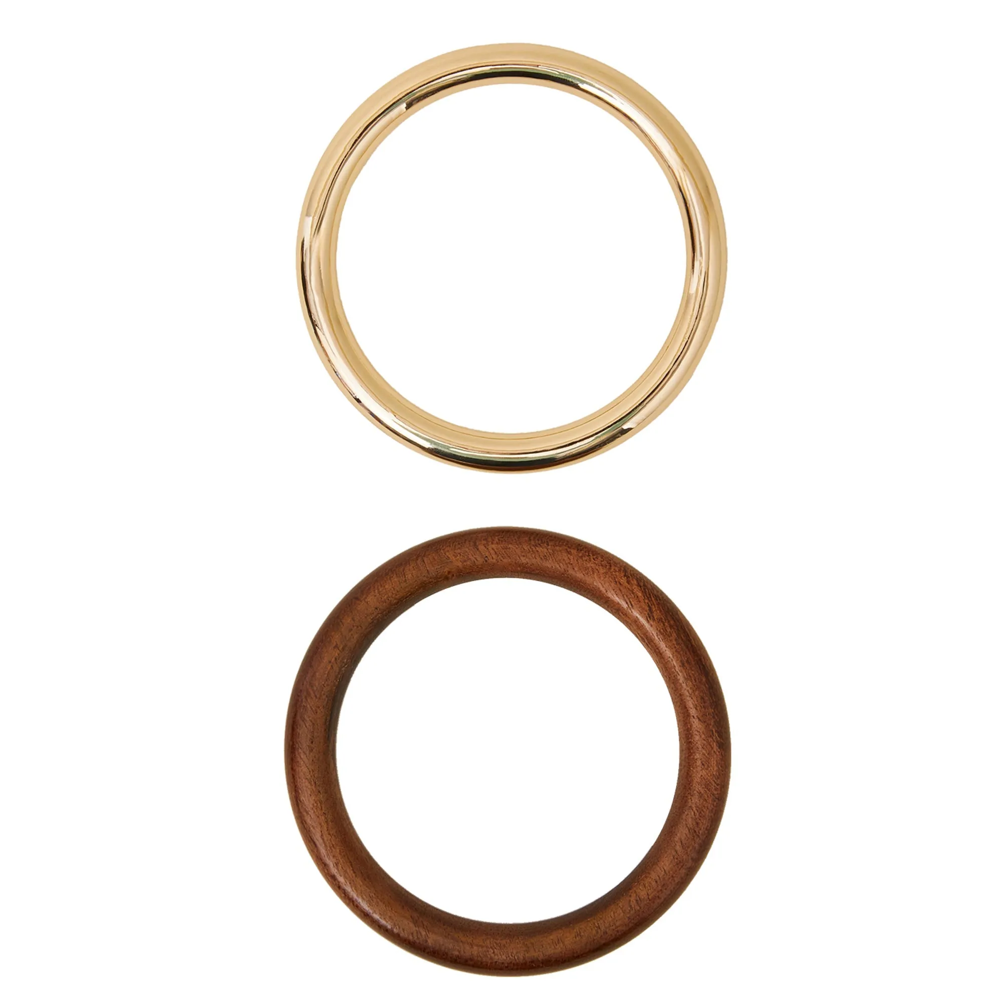 Accessorize London  Women's Metal And Wood Bangles Set Of Two