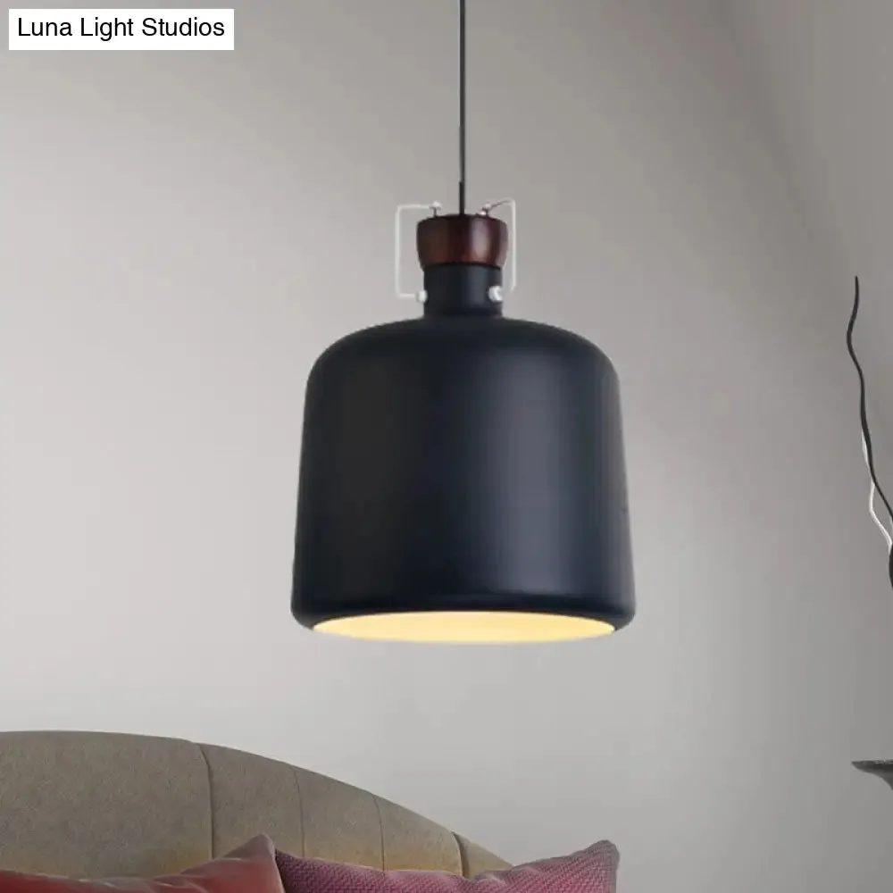 Adjustable Cord Metal Pendant Ceiling Lamp in White/Black - Modern Hanging Light Fixture for Living Room