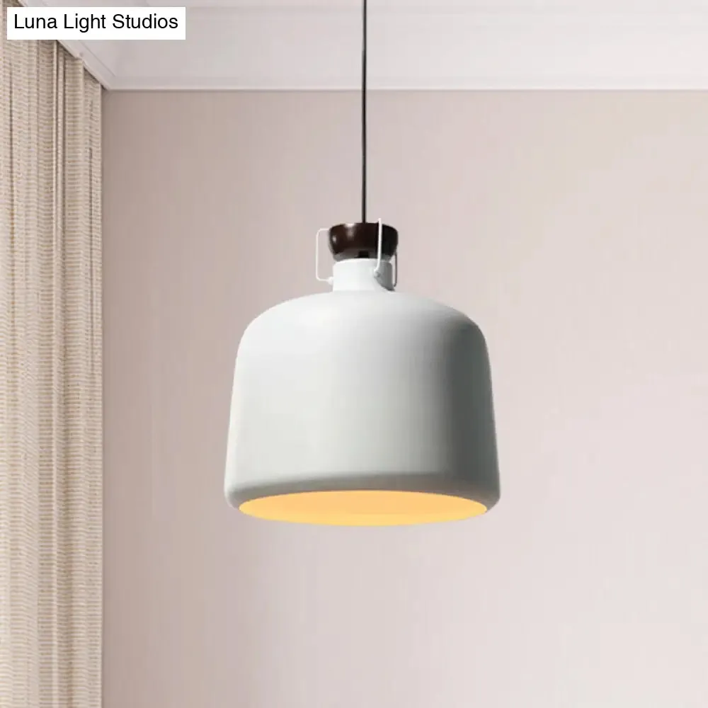 Adjustable Cord Metal Pendant Ceiling Lamp in White/Black - Modern Hanging Light Fixture for Living Room
