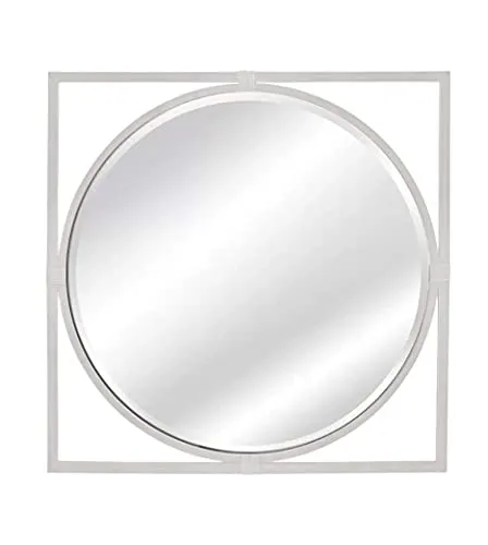 ALFA Design Wood Wall Mirror, Bathroom Mirror for Wall, Wood Framed for Bathroom Mirror, Living Room, Bedroom, Entryway, Hallway Square Wall Mirror 24" inch (White)