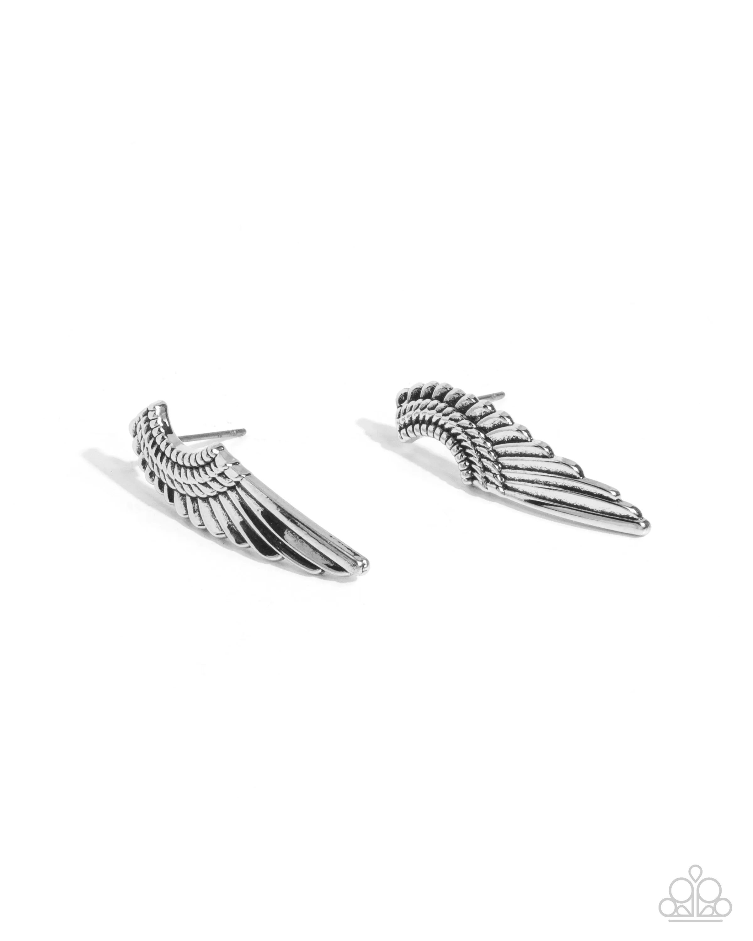 Angelic Altitude - Silver - Angel Wing Paparazzi Post Earrings