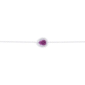 Asfour Chain Bracelet made of 925 sterling silver, with a pear Pendant, inlaid with a Tenzanite zircon Stone