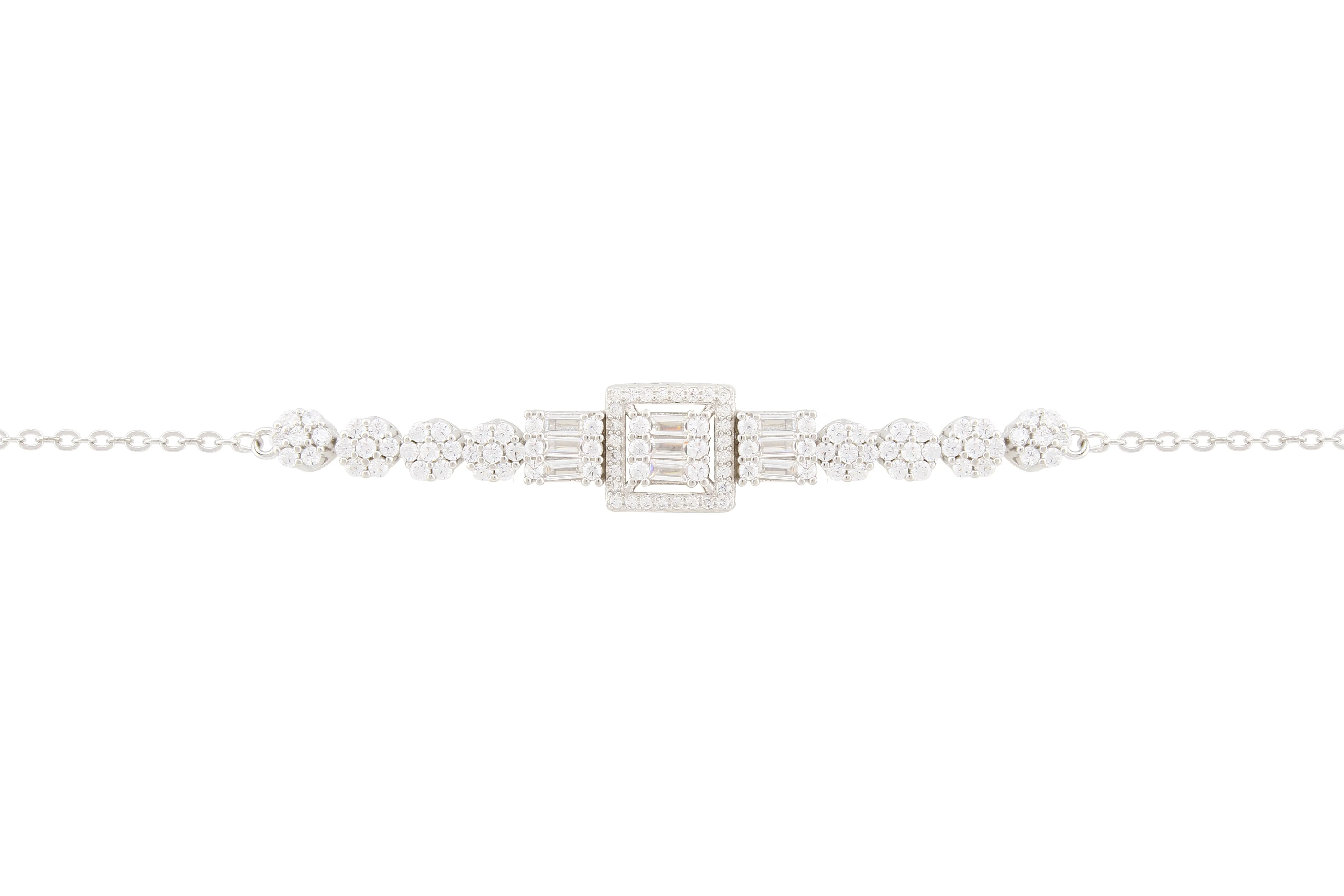 Asfour Chain Bracelet With Art Deco Design In 925 Sterling Silver BR0489