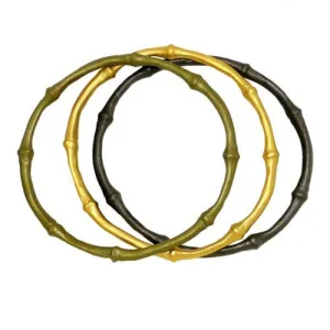 Bamboo Bangle Set Bracelet Gold Patinaed Bronze by Michael Michaud