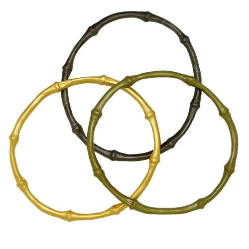 Bamboo Bangle Set Bracelet Gold Patinaed Bronze by Michael Michaud
