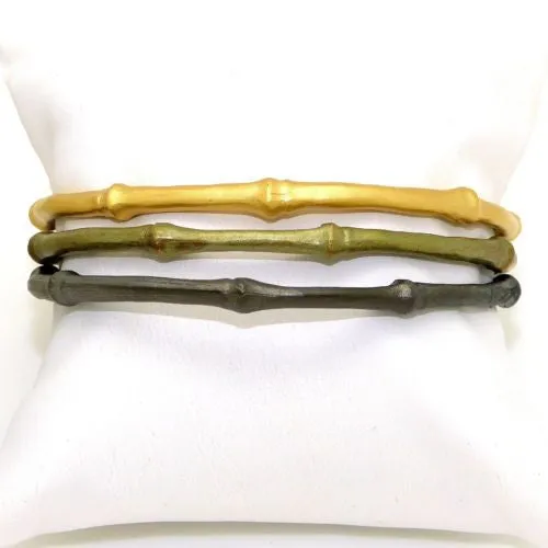 Bamboo Bangle Set Bracelet Gold Patinaed Bronze by Michael Michaud