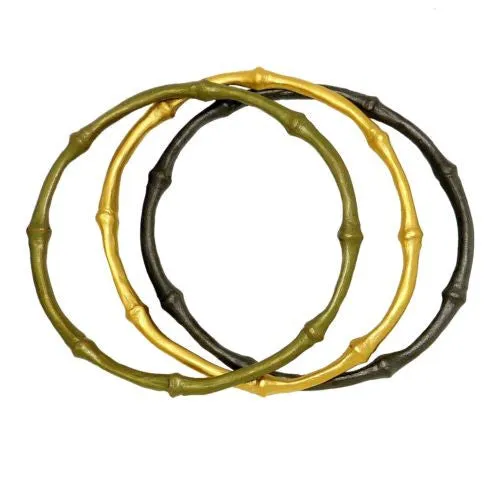 Bamboo Bangle Set Bracelet Gold Patinaed Bronze by Michael Michaud