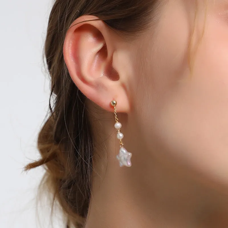 Baroque Star and Tassel Drop Earrings