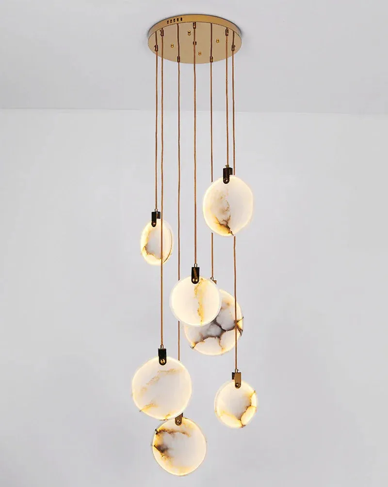 Bates - Modern Round Marble Hanging Ceiling Chandelier